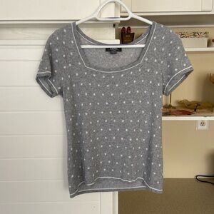 Grey Shirt with white polka dots